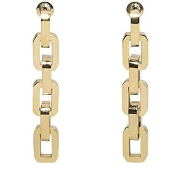Eddie Borgo 12K Gold Plated Chain Supra Link Highly Polish Dangle Earrings New - Picture 9 of 9